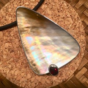 NWT Bezel-Set Mother-of-Pearl & Red Garnet